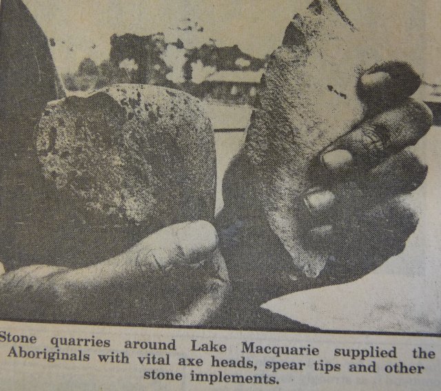 Lake Macquarie stone quarries & implements. Newcastle Library
